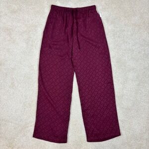 Tommy Hilfiger Mens Lounge Pants Burgundy Geometric Pattern Elastic Waist S